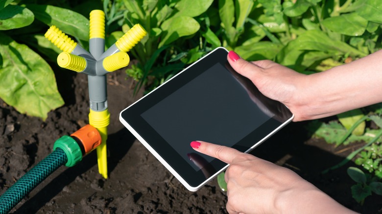 Calculating irrigation levels with tablet