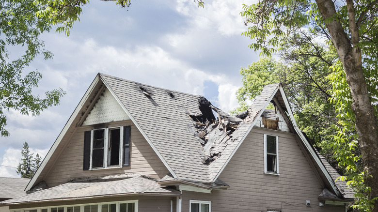 a broken roof