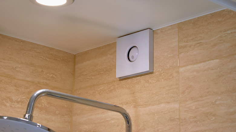 Exhaust fan on bathroom wall