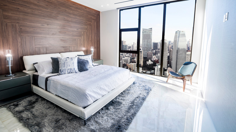 Modern city bedroom king bed