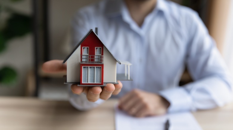 Person holding tiny house model