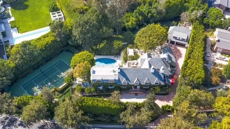 Aerial view of Beverly Hills mansion