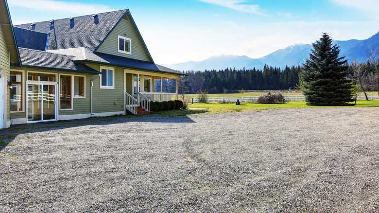 gravel driveway in rural a area