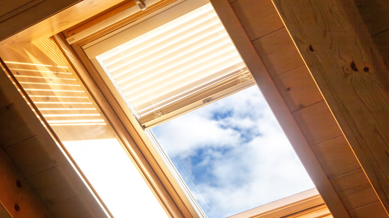 Motorized blinds on a skylight