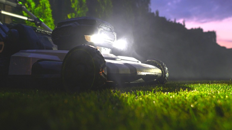 lawn mower at night