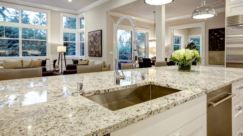 Granite countertop with sink