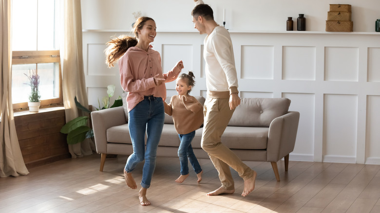 dancing barefoot on a floor