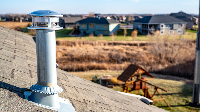 Galvanized furnace on roof