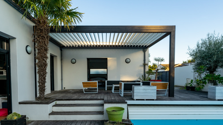 aluminum pergola attached to house