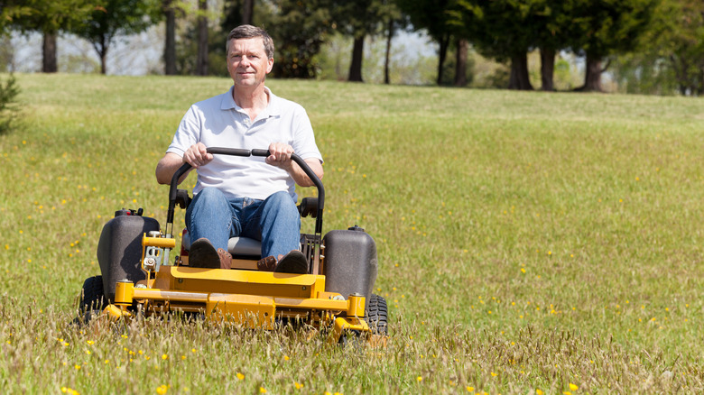 Man on zero turn mower