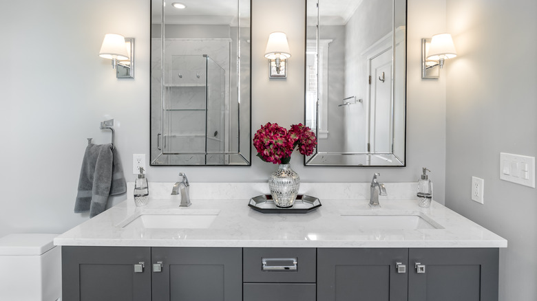 bathroom with quartz countertop