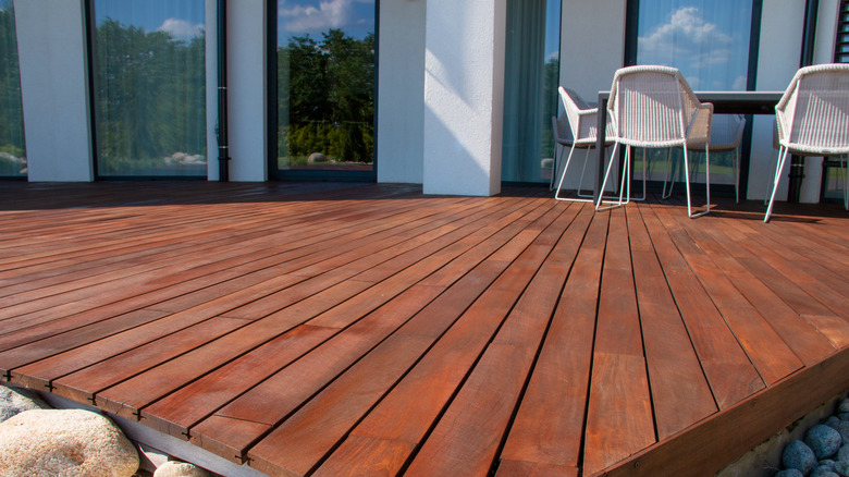 corner of a backyard deck