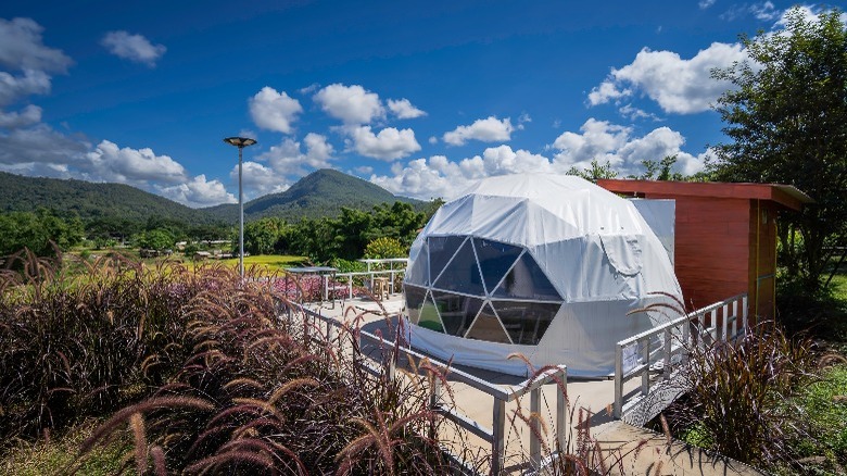 Geodesic glamping dome tent