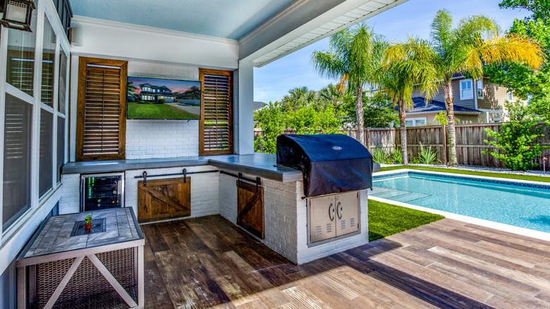 Backyard pool deck