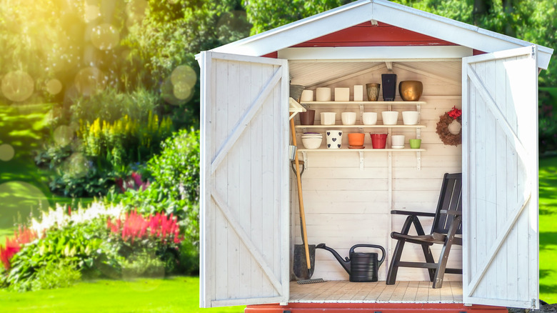 shed containing gardening tools