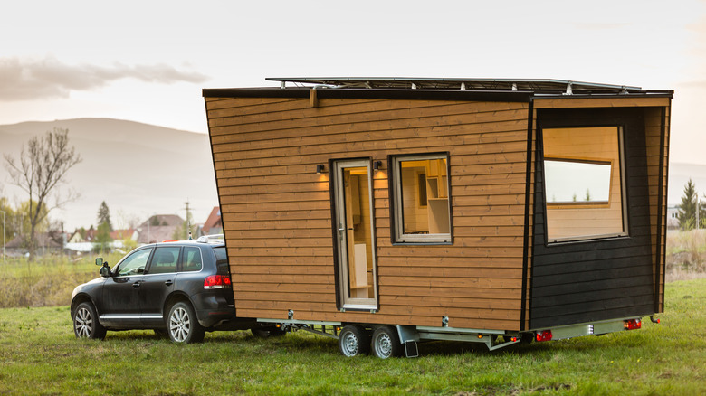 Tiny house attached to car