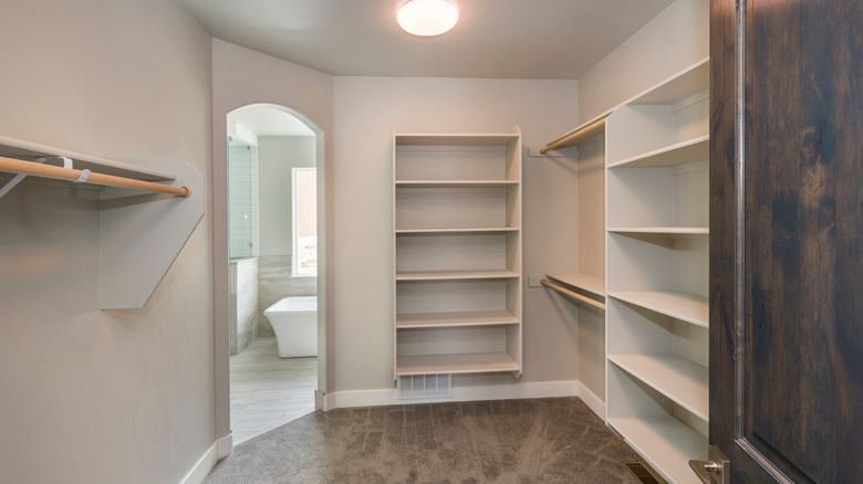 walk-in closet with built-in shelves