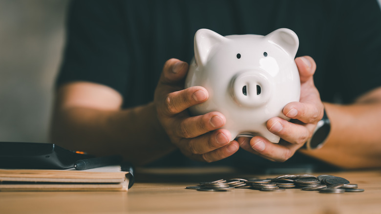 person holding a piggy bank