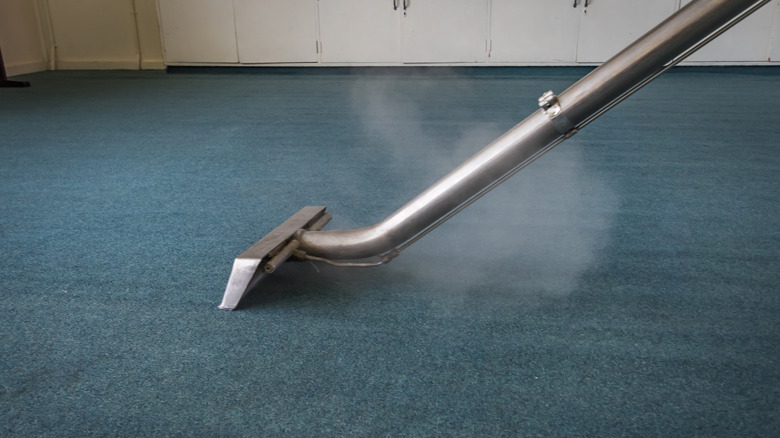 carpet steamer on blue carpet