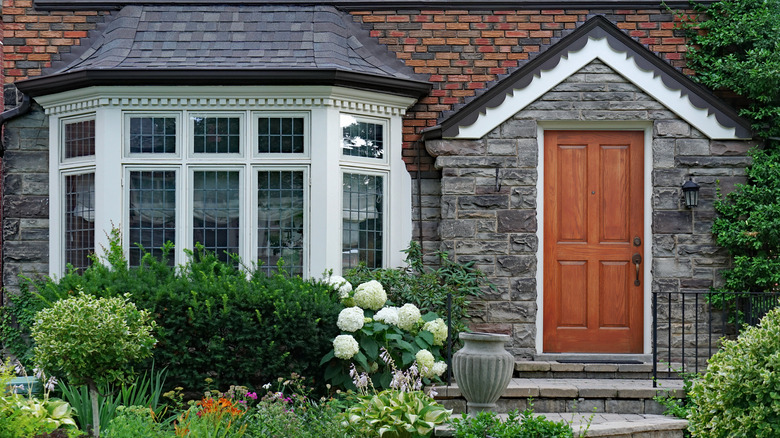 stone house with bay window