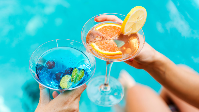 Cocktail party by a pool