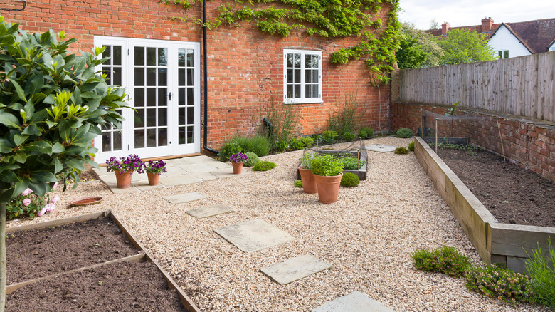 Backyard with a French door