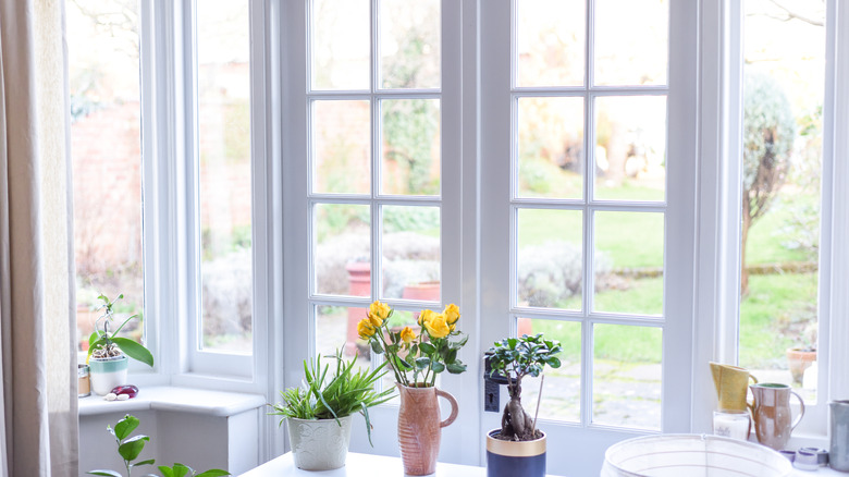 Room interior with French doors