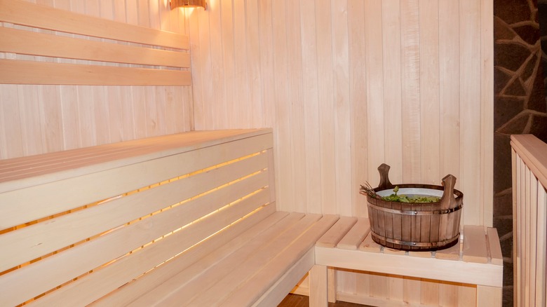 empty sauna bench