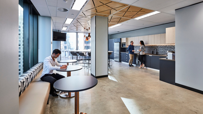 Polished concrete floor in cafe