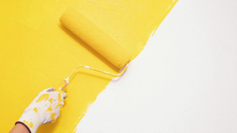 Paint roller in yellow