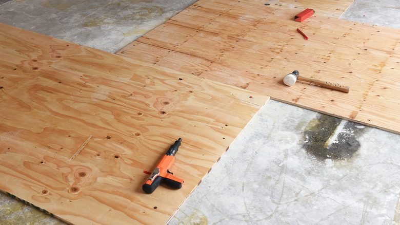 plywood panels on subfloor