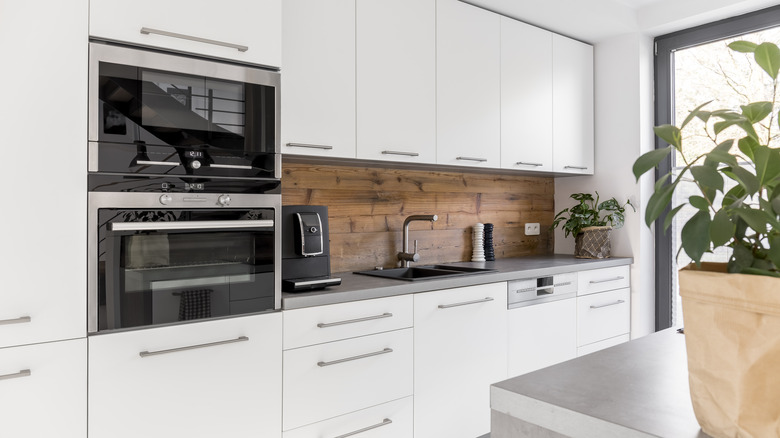 built-in double oven white kitchen