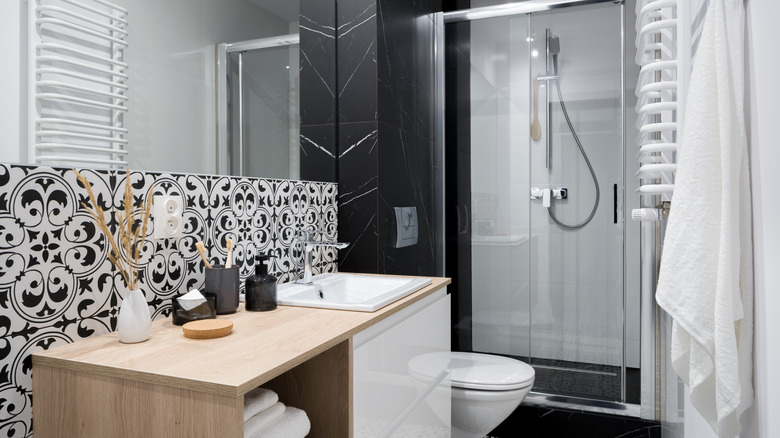 Black and white small bathroom