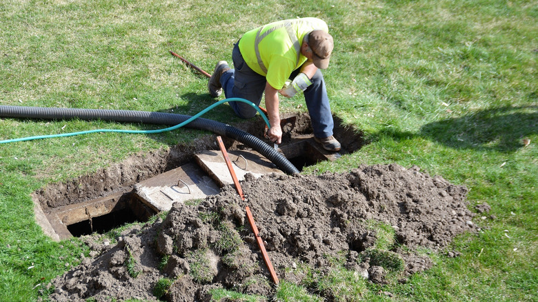 maintenance work on septic tank