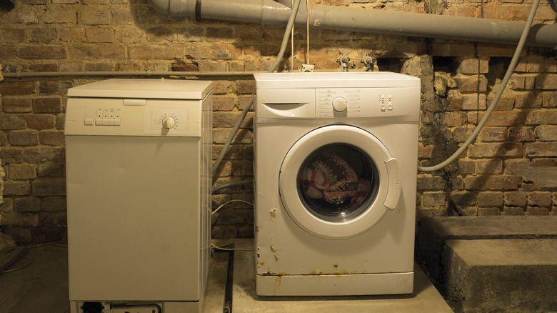 laundry appliances in basement