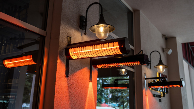 Infrared heaters installed on wall