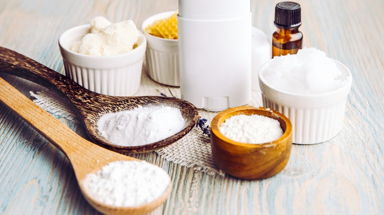 Baking soda in measuring spoons