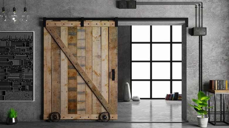 wood barn doors inside home