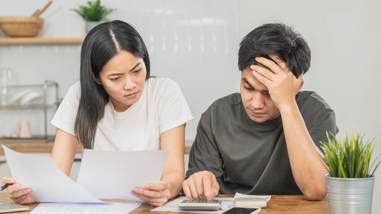 Couple looking at finances 