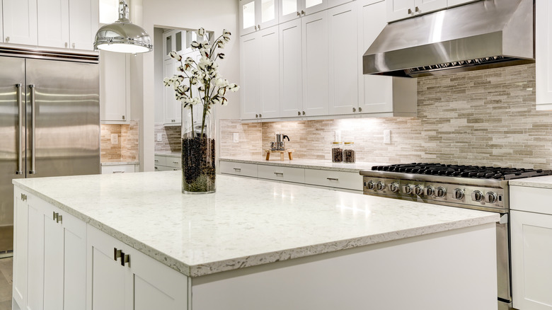 Kitchen with marble countertops