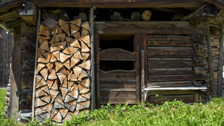 Stacked wood logs