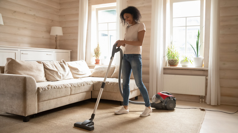 Woman vacuuming