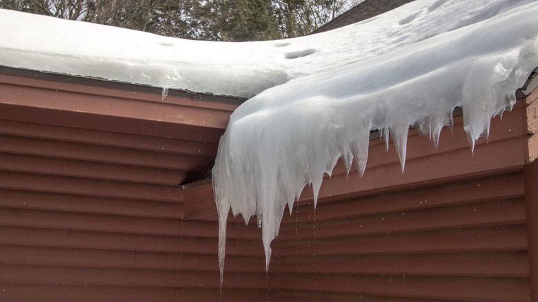 large icicles on home's roof