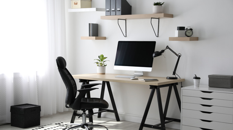 Office with natural flat-top desk