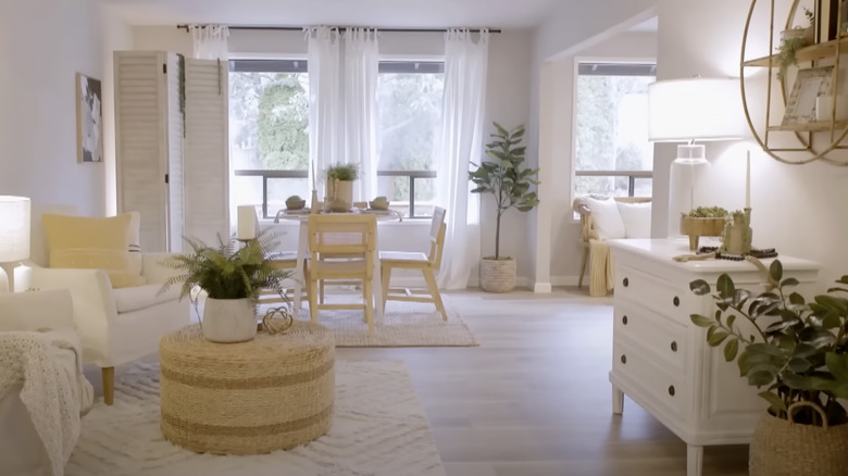 white dresser in entryway