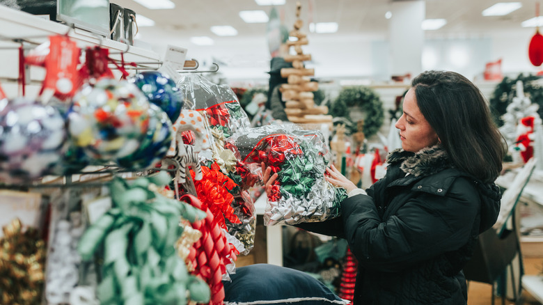 Shopping for Christmas decor.