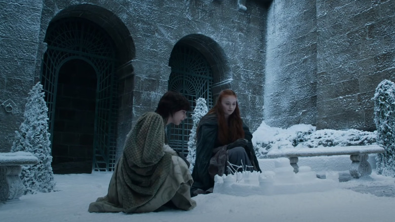 Sansa and Robin talk outside 