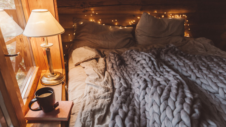 bed with window side light