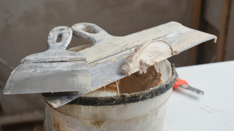 Bucket of drywall mud