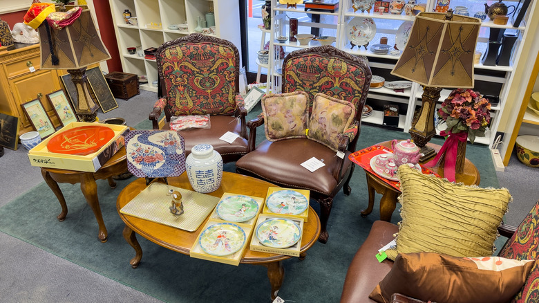 Antique furniture at a thrift store